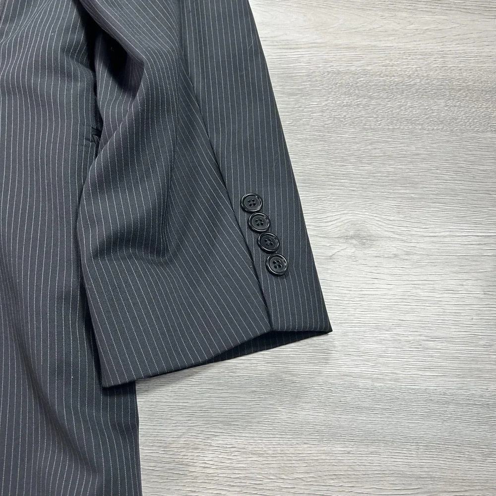 Brooks Brothers Blazer Mens 43R Gray Pinstripe 346 Stretch Wool Blend Two Button